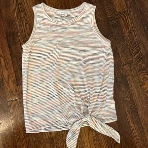 Ladies medium sleeveless top;tie at the waist. Beautiful stripes. So soft.